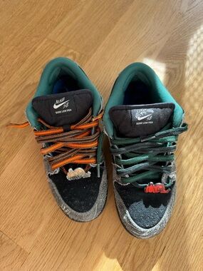 Nike SB Dunk Low Pro Mixed Green & Orange Sneakers